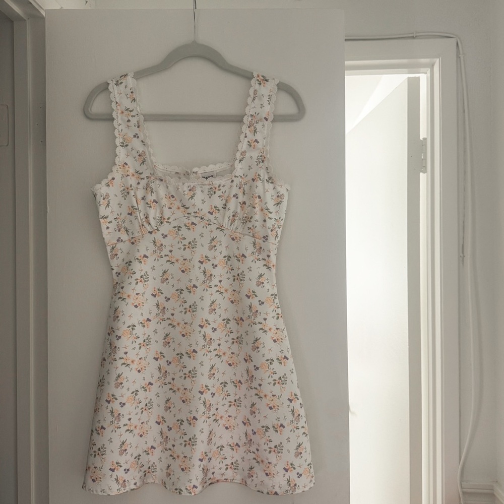 Princess Polly White Mini Dress with Pastel Floral Print